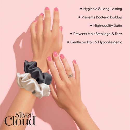 Silver Cloud 2 Mixed Large Satin Scrunchies