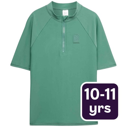M&S Boys Round Neck Rash Vest, 10-11 Years, Green