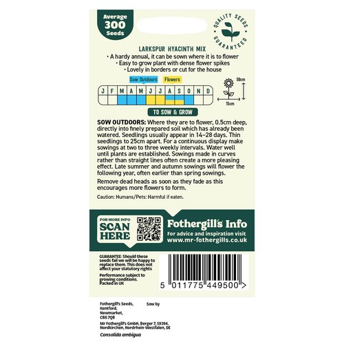 Mr Fothergills Seeds - Oh Sow Simple Larkspur Dwarf Mix