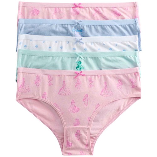 M&S Girls Cotton Rich Disney Princess Knickers, 7-8 Years, Pink Mix