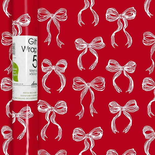 White on Red Bows Christmas Rollwrap