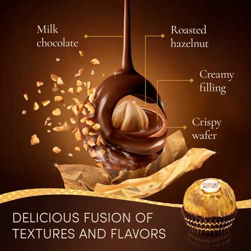 Ferrero Rocher Milk Chocolate Hazelnut Pralines Box of Chocolates,