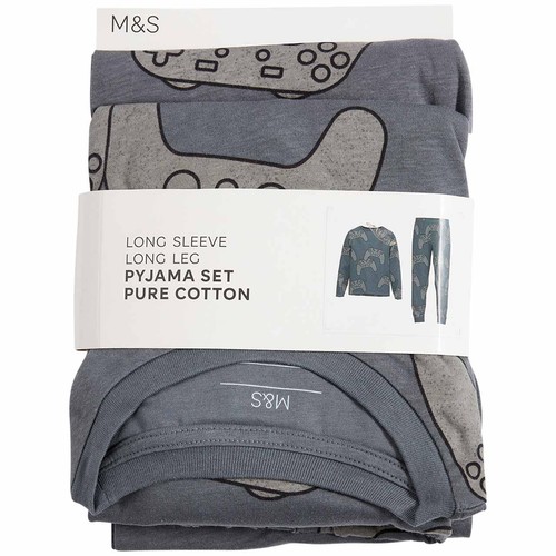 M&S Gaming Pyjamas, 7-8 Years, Grey