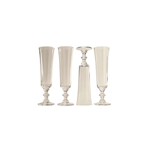 M&S Set of 4 Etoile Champagne Flutes, Clear