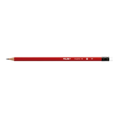 MILAN Box 12 HB hexagonal graphite pencils with eraser