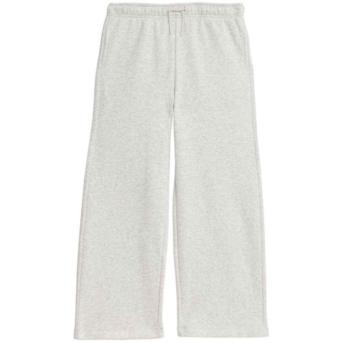 M&S Girls Wide Leg Cotton Rich Joggers, 8-9 Y, Grey Marl