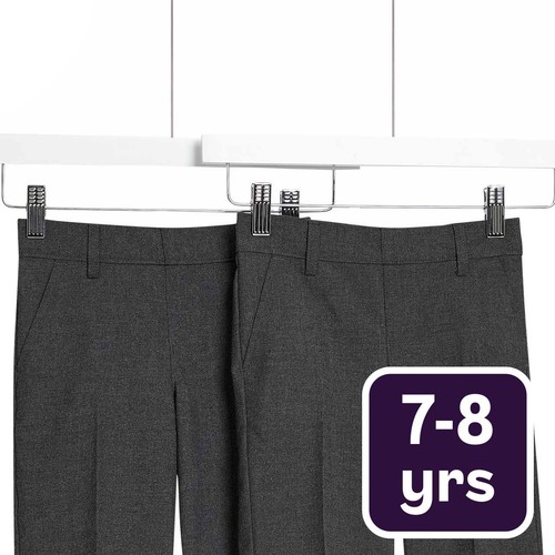 M&S Slim Leg School Shorts, 7-8 Years, Grey