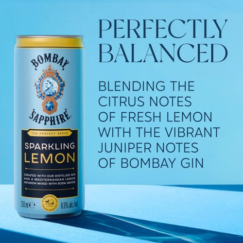 Bombay Sapphire Sparkling Lemon premix Gin cocktail 25cl