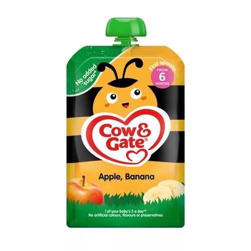 Cow & Gate Fruit Pouch Apple & Banana Baby Food Snack 6+ Months