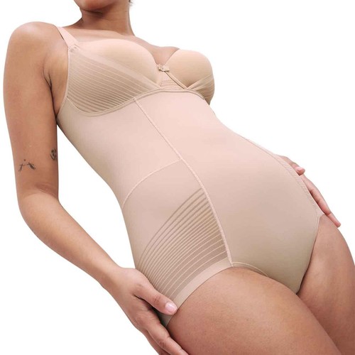 M&S Womens Body Define Firm Control Bodysuit, 18, Rose Quartz