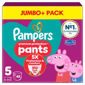 Pampers Premium Protection Nappy Pants, Size 5 (12-17kg) Jumbo+ Pack