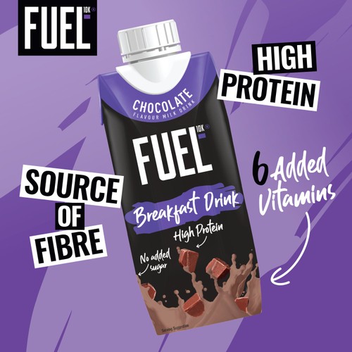 FUEL 10K Chocolate High Protein Milk Breakfast Shake Drink