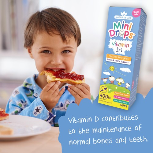 Natures Aid Infant's & Kid's Vitamin D3 Supplement Mini Drops Newborn-5yrs 