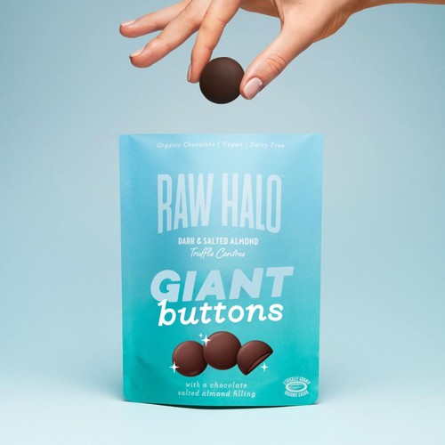 Raw Halo Dark & Salted Almond Vegan Giant Chocolate Buttons