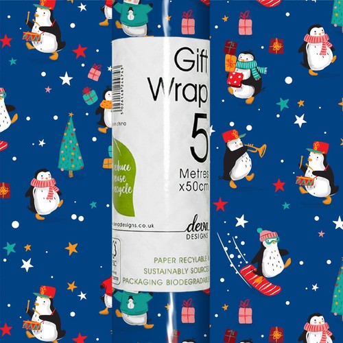 Penguins Christmas Rollwrap