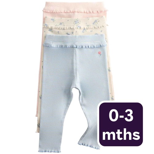 M&S Girls Cotton Rich Printed Leggings, 0-3 Months, Multi
