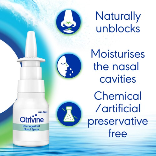 Otrivine Natural Decongestant Nasal Spray 20ml, with Eucalyptus