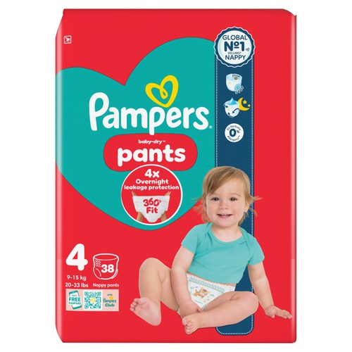 Pampers Baby-Dry Nappy Pants, Size 4 (9-15kg) Essential Pack 
