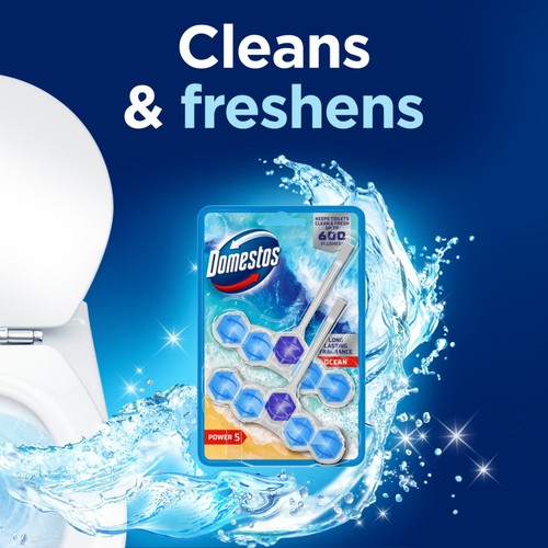 Domestos Power 5 Toilet Rim Block Ocean 