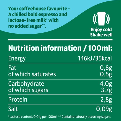 Starbucks Skinny Latte No Added Sugar Iced Coffee