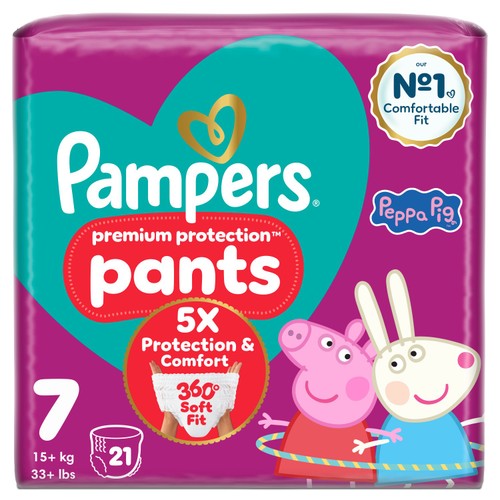 Pampers Premium Protection Nappy Pants, Size 7 Essential Pack