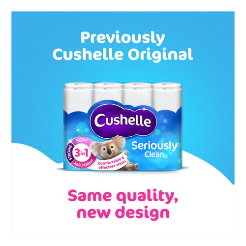 Cushelle Seriously Clean Toilet Roll, Standard Rolls