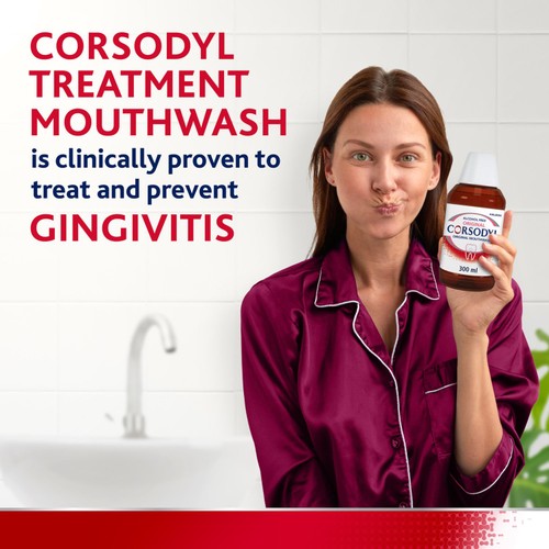 Corsodyl Medicated Antibacterial Mouthwash Original, Alcohol Free, 300ml
