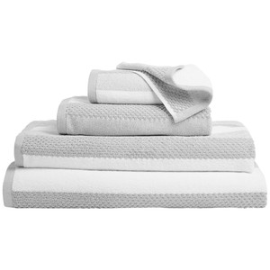 M&S Collection Pure Cotton Striped Textured Bath Towel, Silver Grey