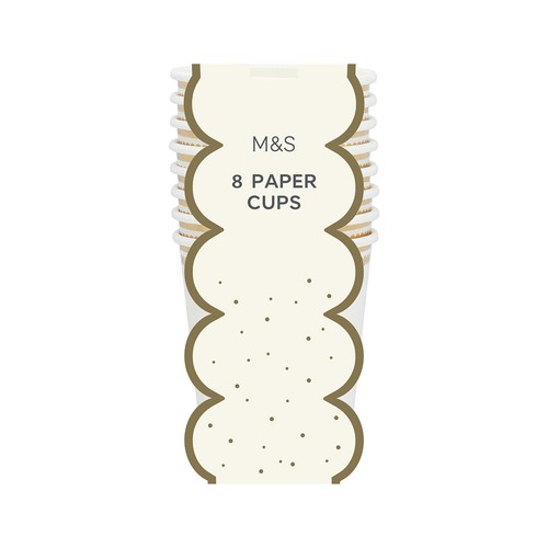 M&S White & Gold Paper Party Cups