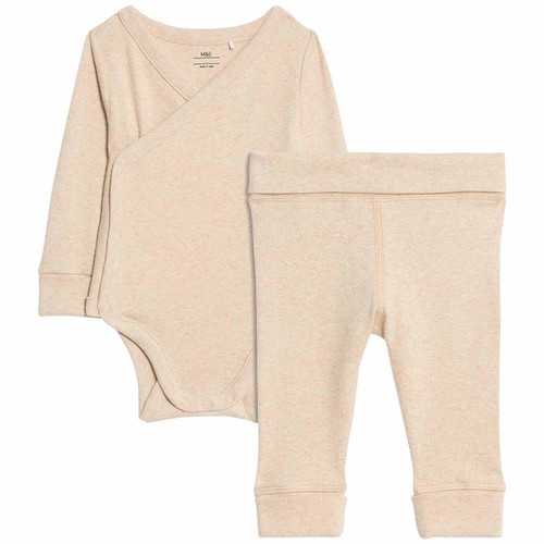M&S Paris Wrapover Bodysuit Outfit, 2-3 Years, Oatmeal