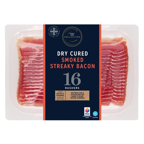 M&S Collection British Outdoor Bred 16 Smoked Streaky Bacon