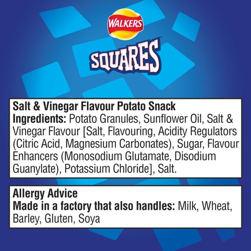 Walkers Squares Salt & Vinegar Sharing Snacks Crisps