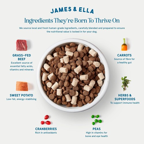 James & Ella Kibble + Freeze Dried Raw Beef Dog Food