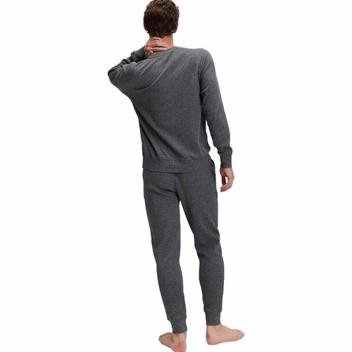 M&S Mens Pure Cotton Waffle Loungewear Bottoms, M, Grey