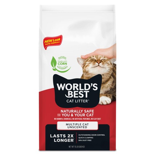 World's Best Multiple Cat Unscented Clumping Cat Litter