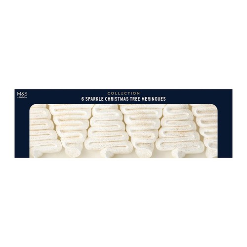 M&S Collections Hand Finished 6 Sparkle Christmas Tree Meringues