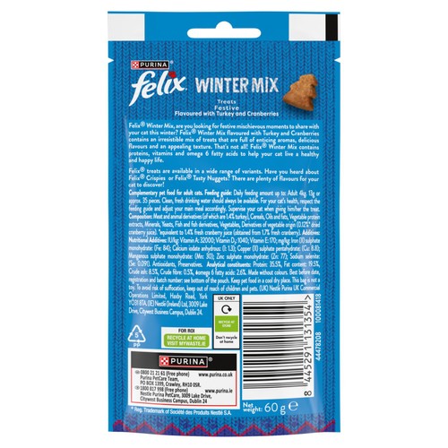 FELIX Winter Mix Festive Turkey & Cranberry Cat Treats 60g