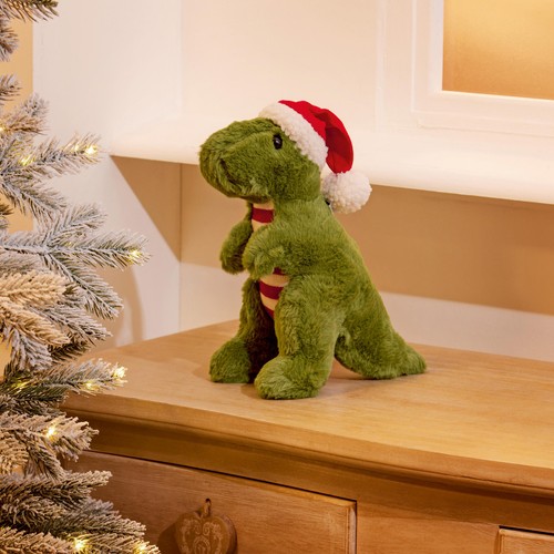 Plush Dinosaur with Santa Hat
