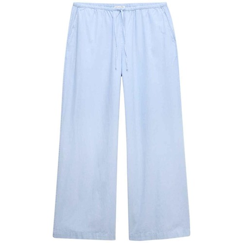 M&S Womens Cool Comfort Chambray Pyjama Bottoms, 18, Blue