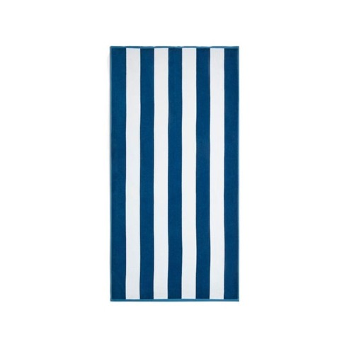 M&S Pure Cotton Striped Sand Resistant Beach Towel, One Size, Navy