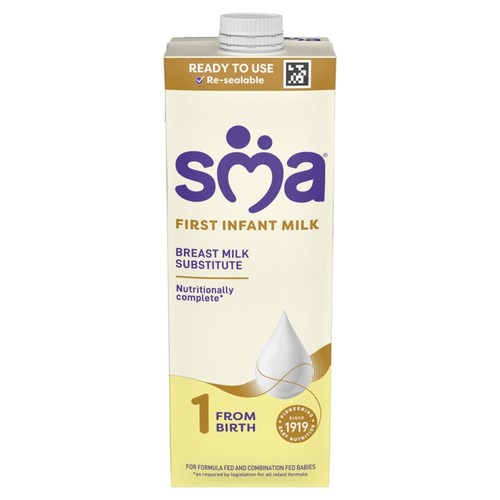 SMA 1 First Infant Baby Milk Premade Liquid Formula from birth 1 litre