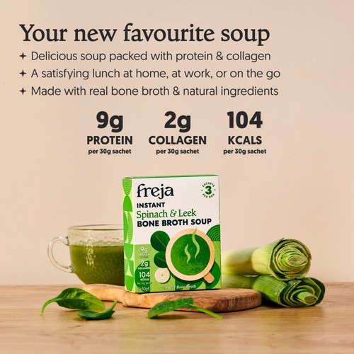 Freja Instant Spinach & Leek Bone Broth Soup