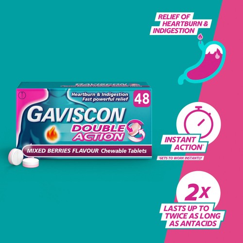 Gaviscon Double Action Tabs Heartburn Indigestion Mixed Berry