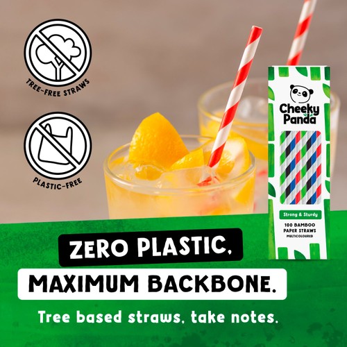 Cheeky Panda Striped Bamboo Paper Straws