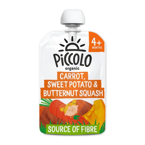 Piccolo Carrot, Sweet Potato & Butternut Squash Baby Food Pouch 4+ Months