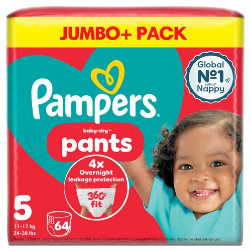 Pampers Baby-Dry Nappy Pants Size 5 12-17kg Jumbo Pack 