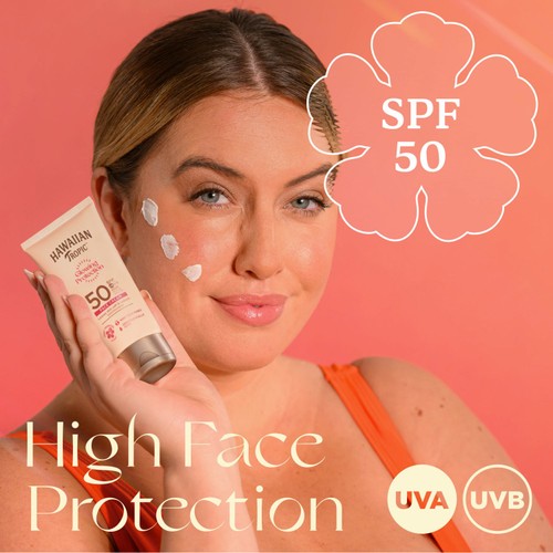 Hawaiian Tropic Glowing Protection Face Sun Cream Lotion SPF 50