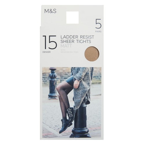 M&S Collection Womens 15 Denier Matt Tights, Extra Large, Rose Quartz