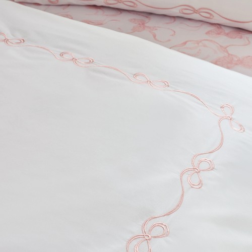 Catherine Lansfield Bow Embroidery Single Duvet Set