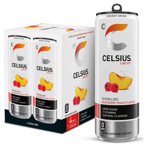 Celsius Energy Drink Sparkling Raspberry Peach 4 x 355ml